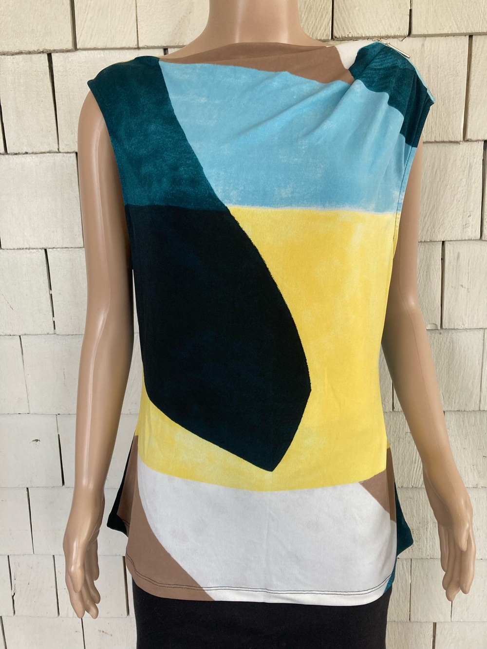 DKNY Abstract Geometric Color Block Top Size Small